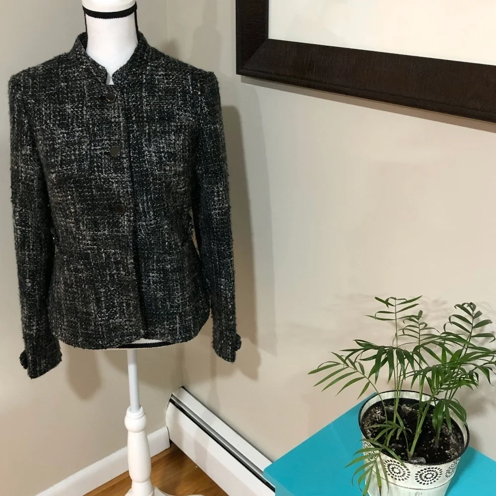 *ADRIENNE VITTADINI* Gray Tweed Wool Blend Jacket